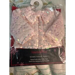 AMERICAN GIRL 18" DOLL SOMETHING NAVY TOPPED WITH A BOW PUFFER COAT NIP NEW A126